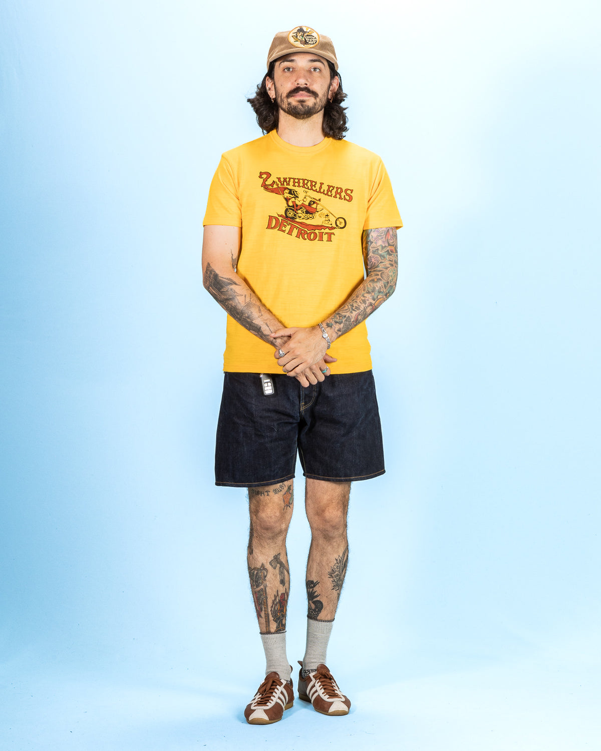 The Real McCoy's Athletic T-Shirt / 2-Wheelers Of Detroit - Yellow - Standard & Strange