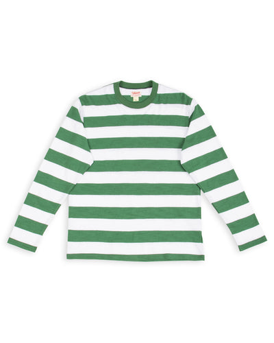 The Real McCoy's Buco Stripe Tee L/S - White/Green - Standard & Strange