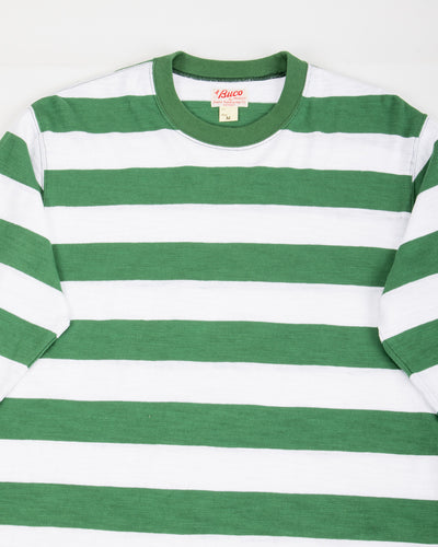 The Real McCoy's Buco Stripe Tee L/S - White/Green - Standard & Strange