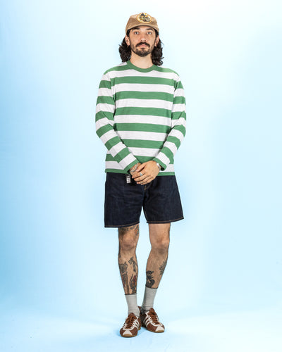The Real McCoy's Buco Stripe Tee L/S - White/Green - Standard & Strange