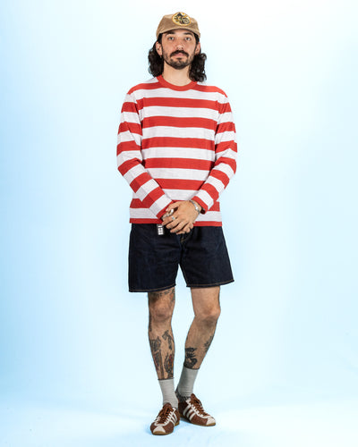 The Real McCoy's Buco Stripe Tee L/S - White/Red - Standard & Strange