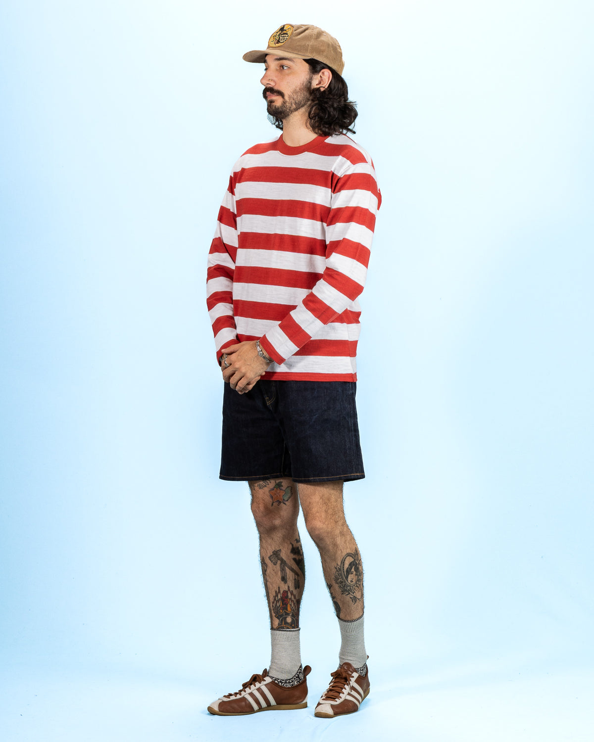 The Real McCoy's Buco Stripe Tee L/S - White/Red - Standard & Strange