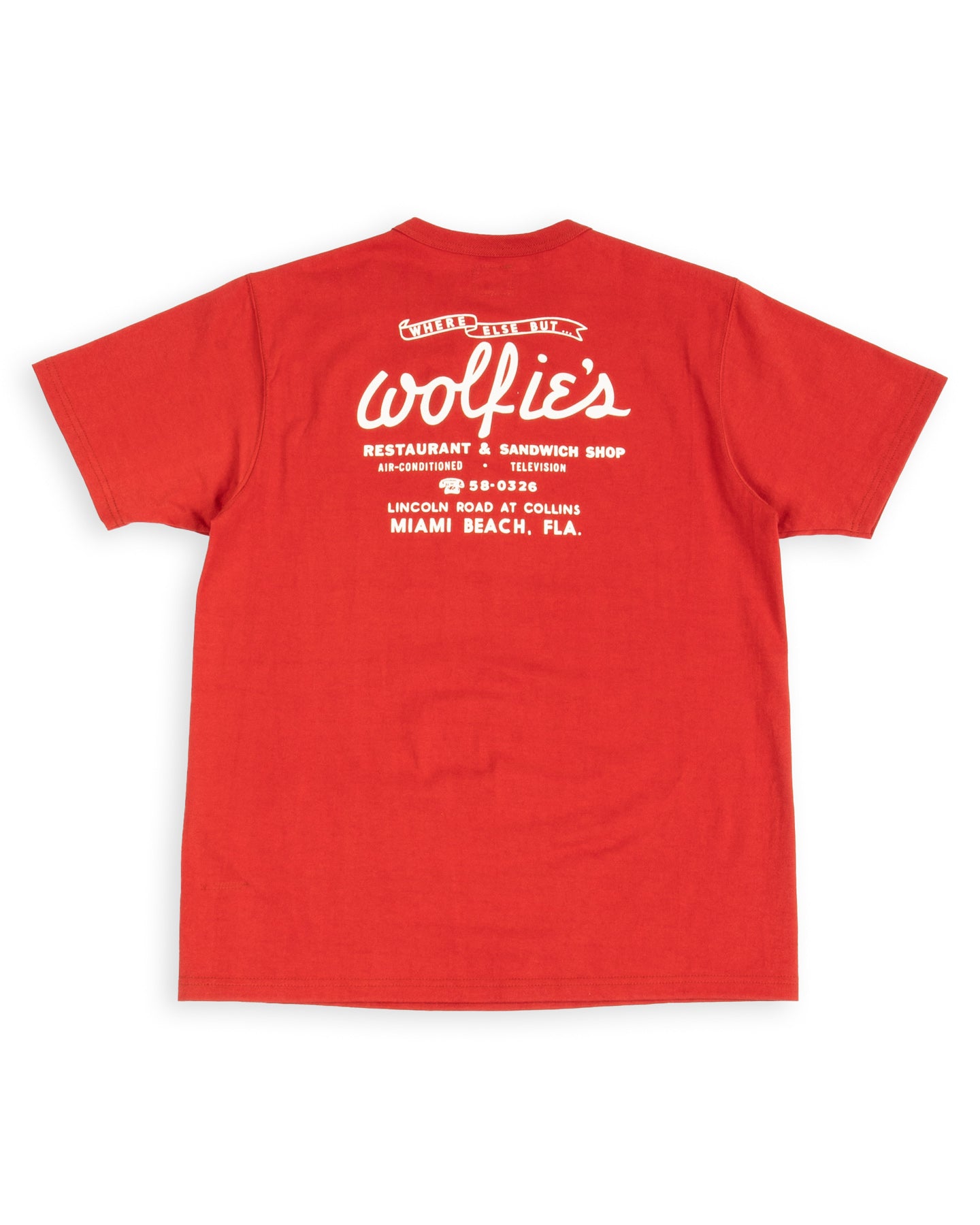 The Real McCoy's Joe McCoy Tee / Where Else But... Wolfie's - Cherry - Standard & Strange