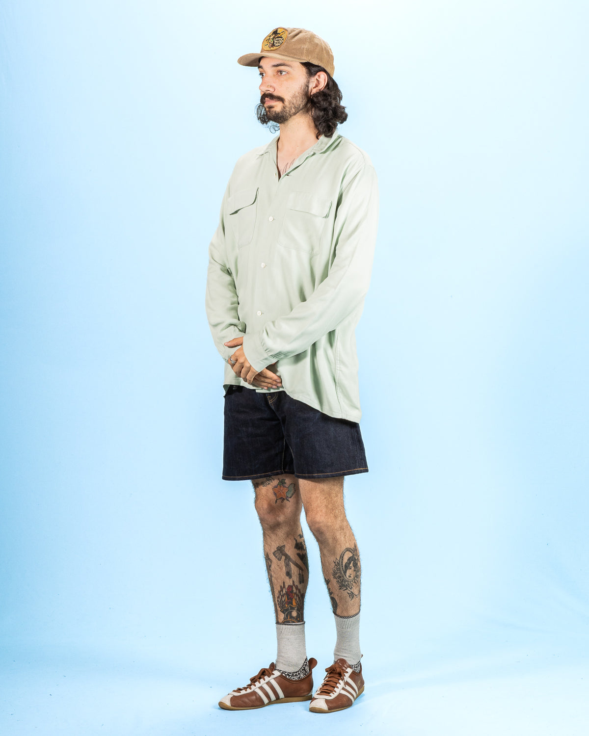 The Real McCoy's Open Collar Rayon Shirt - Mint - Standard & Strange