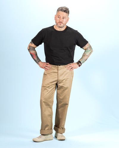 The Real McCoy's Trousers, Cotton, Khaki, 1945 - Khaki - Standard & Strange