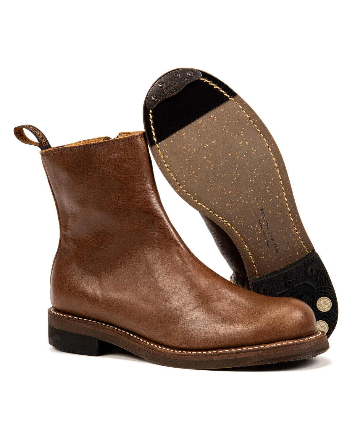 Rolling Dub Trio Casper Side Zip Boot - Brown Horsehide - Standard & Strange