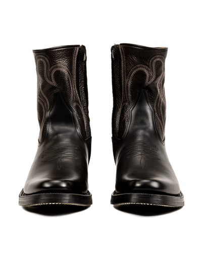Rolling Dub Trio Loro Side Zip - Goat/Calf Black Flame Embroidery - Standard & Strange