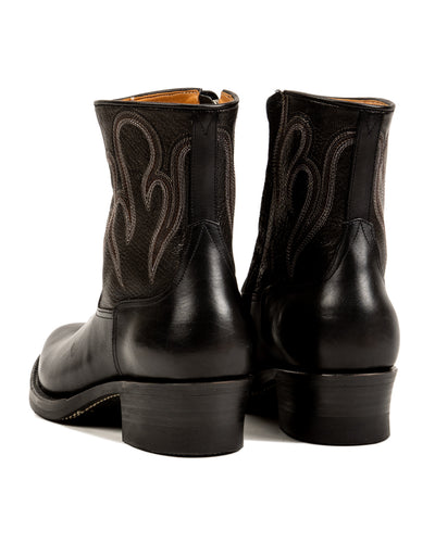 Rolling Dub Trio Loro Side Zip - Goat/Calf Black Flame Embroidery - Standard & Strange