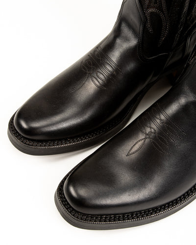 Rolling Dub Trio Loro Side Zip - Goat/Calf Black Flame Embroidery - Standard & Strange