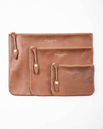 Rolling Dub Trio Square Zip + Snap Pouch - Brown Horse Small - Standard & Strange