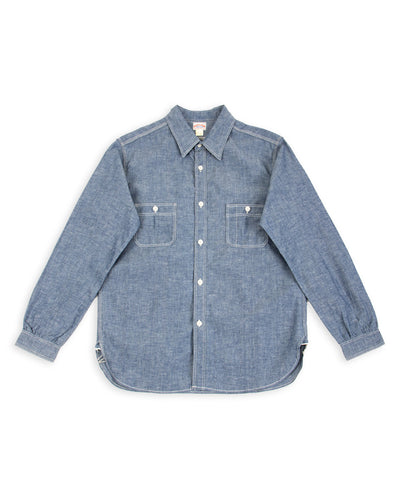 The Real McCoy's 8HU Chambray Serviceman Work Shirt - Light Blue - Standard & Strange