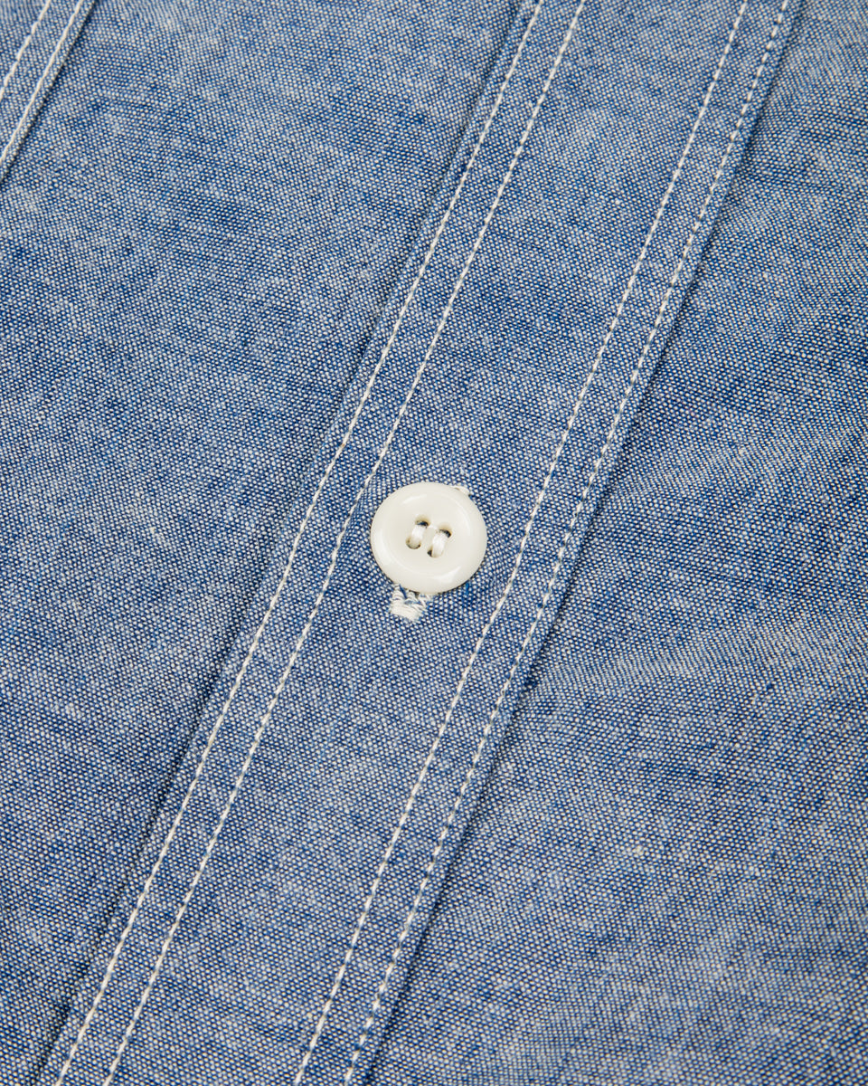 The Real McCoy's 8HU Chambray Serviceman Work Shirt - Light Blue - Standard & Strange