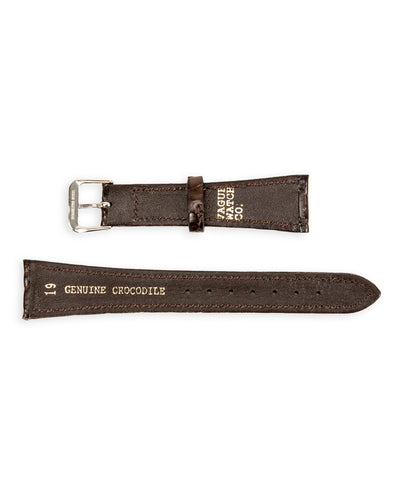Vague Watch Co. Crocodile Leather Watch Strap [CB-19-003] - Dark Brown/Silver 19mm - Standard & Strange