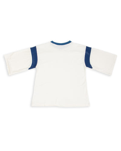 W'Menswear Football Tee - Off-White/Indigo Cotton/Hemp - Standard & Strange