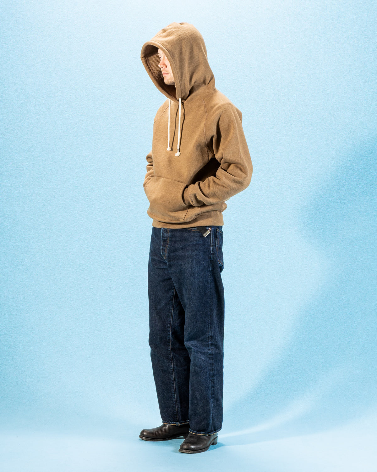 Wonder Looper Foxfibre® Double Heavyweight French Terry Pullover Hoodie - Iron Mordant Coyote 80 - Standard & Strange