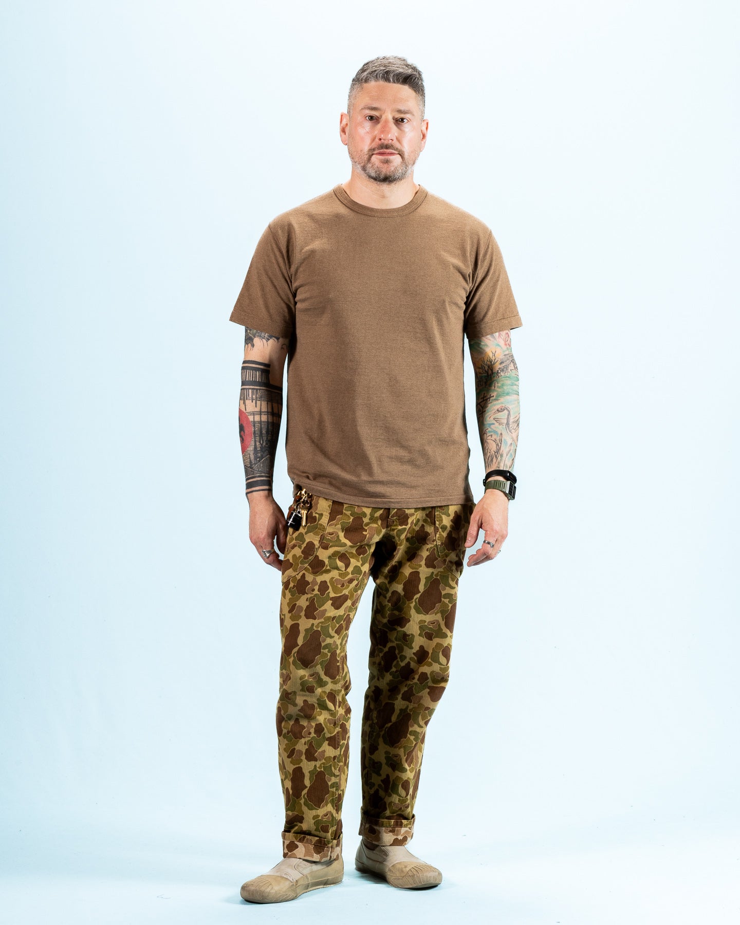 Wonder Looper Iron Mordant Foxfibre® Tsuriami Crewneck T-shirt - Coyote 70 - Standard & Strange