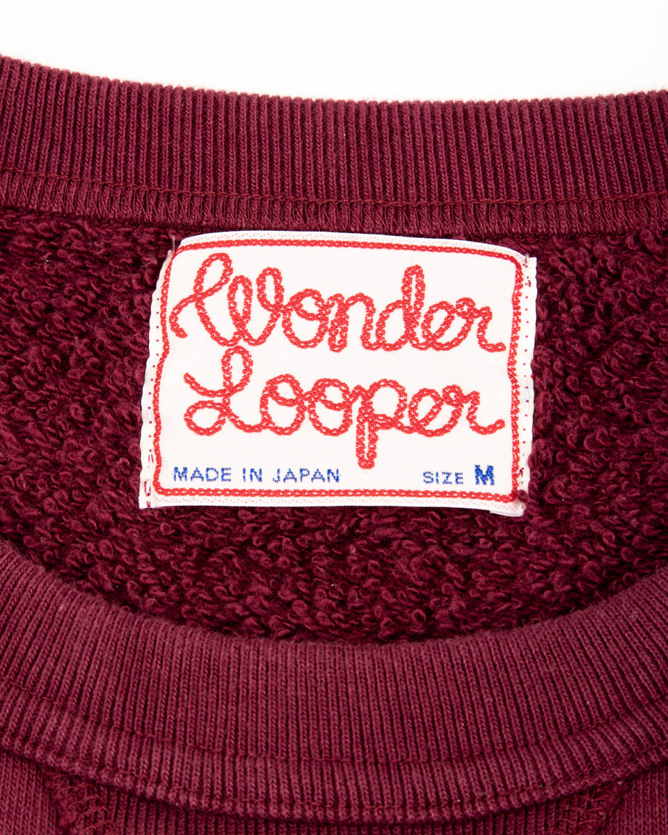 Wonder Looper Super Looper French Terry Pullover Crewneck - Burgundy - Standard & Strange