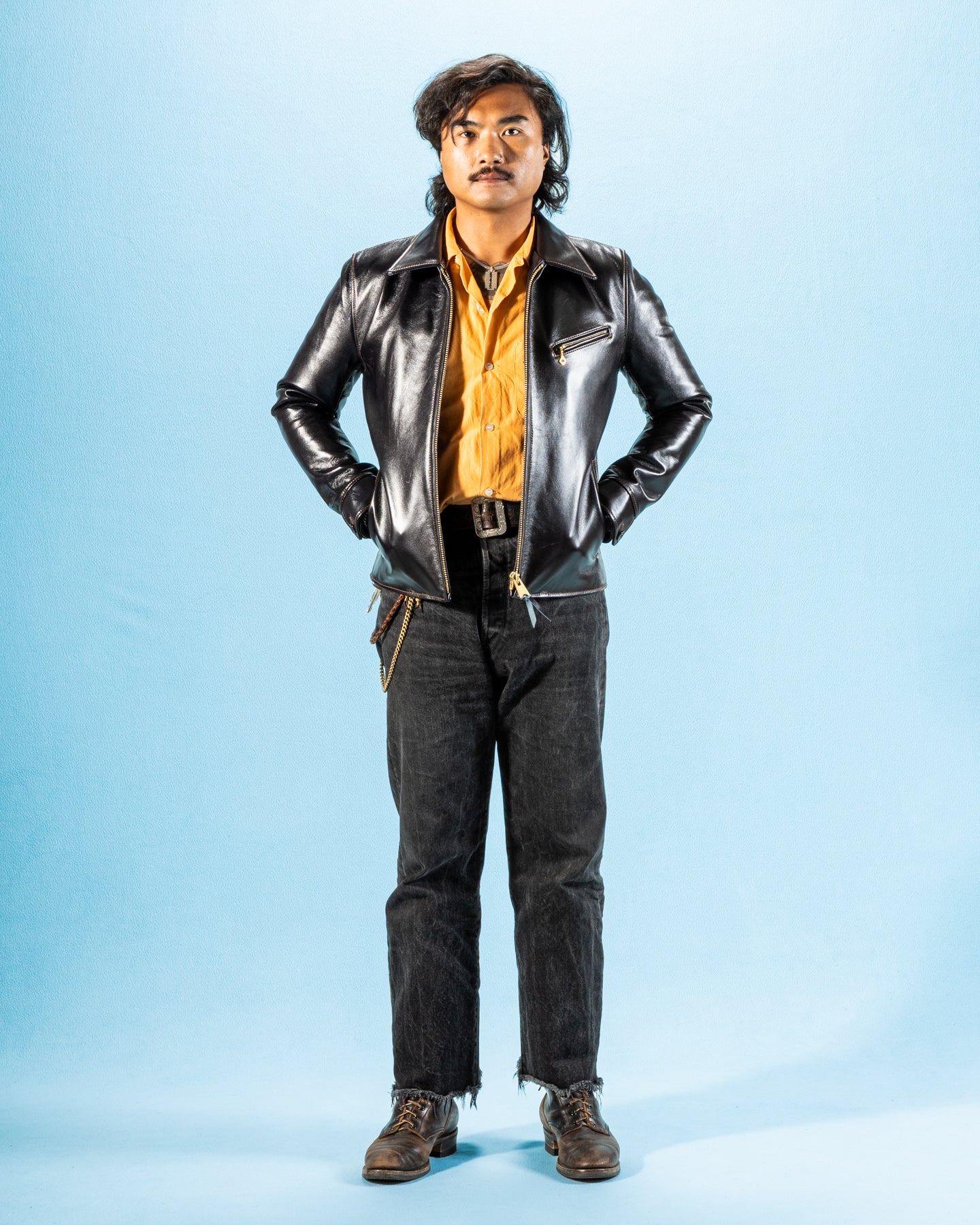 Y'2 Leather Indigo Dyed Horsehide Single Riders Jacket (IR-42) - Standard & Strange