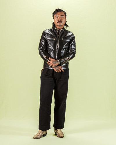 Y'2 Leather Lightweight Vintage Horsehide Single Riders Jacket (PR-64) - Black - Standard & Strange