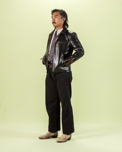 Y'2 Leather Lightweight Vintage Horsehide Single Riders Jacket (PR-65) - Black - Standard & Strange