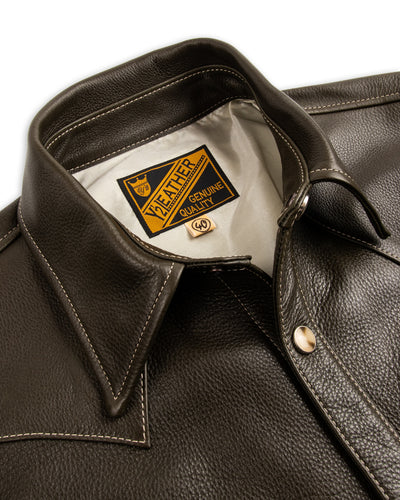 Y'2 Leather Steer Oil Western Shirt - Olive (SS-13) - Standard & Strange