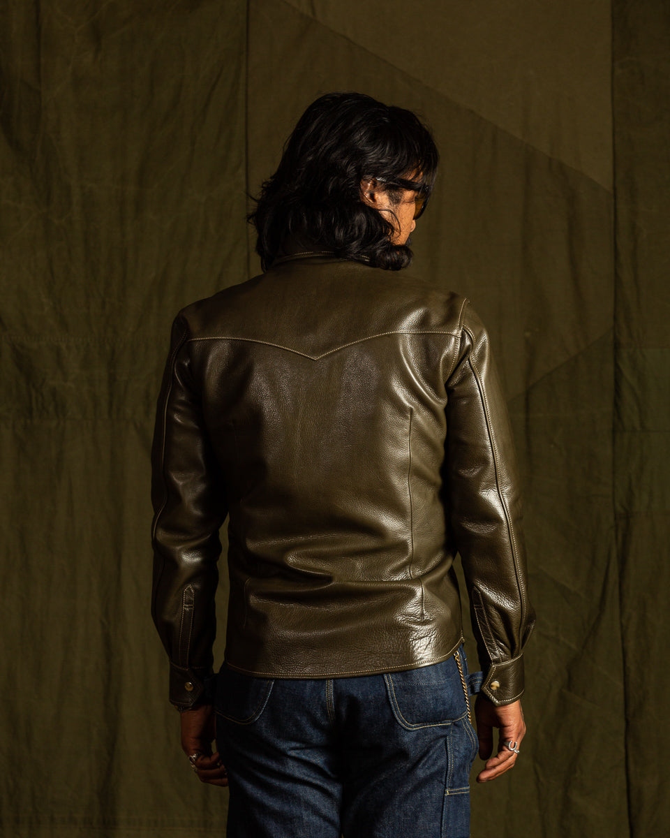 Y'2 Leather Steer Oil Western Shirt - Olive (SS-13) - Standard & Strange