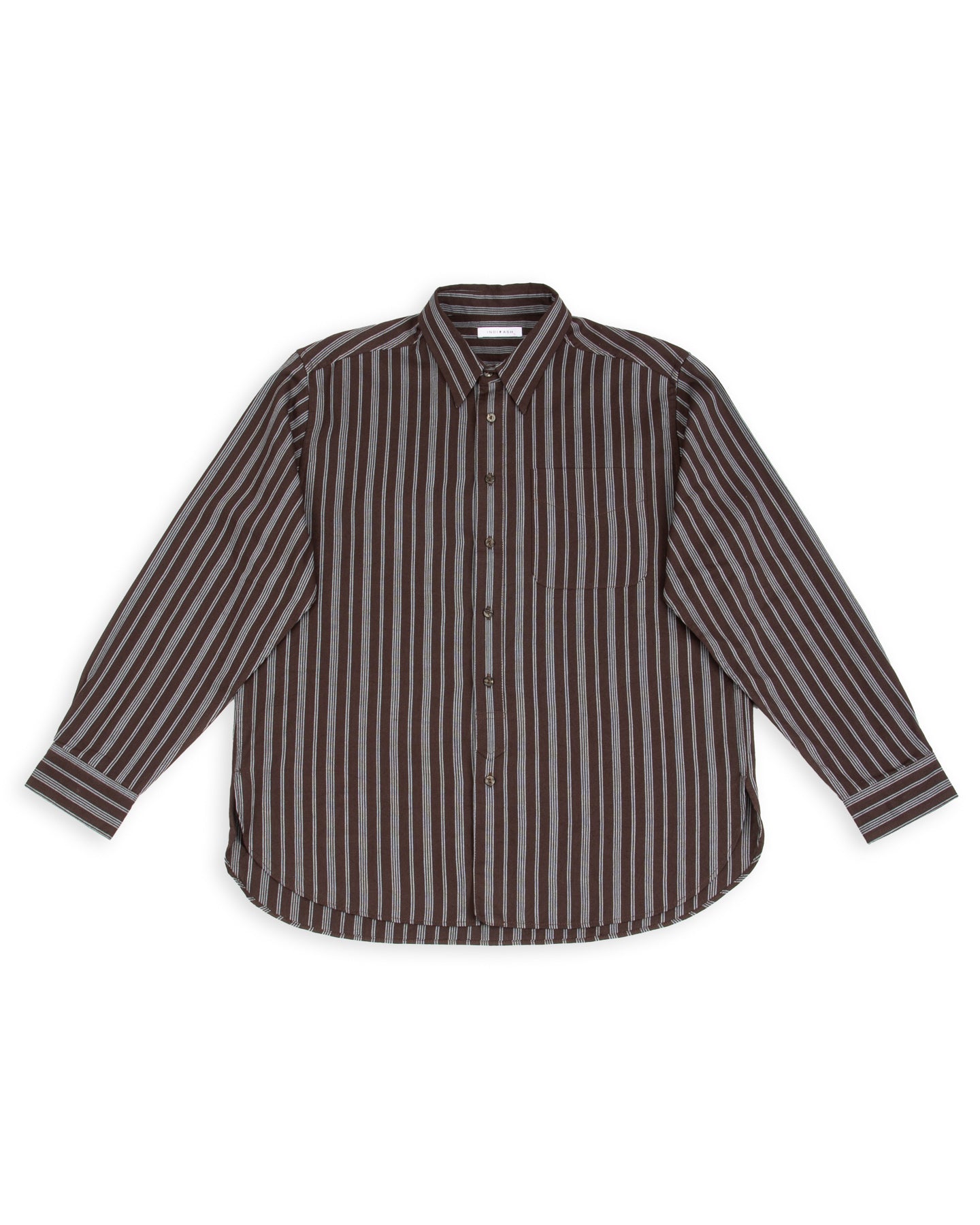 Brook L/S Shirt - Handwoven Plum/Indigo Kala Cotton Variegated Stripe