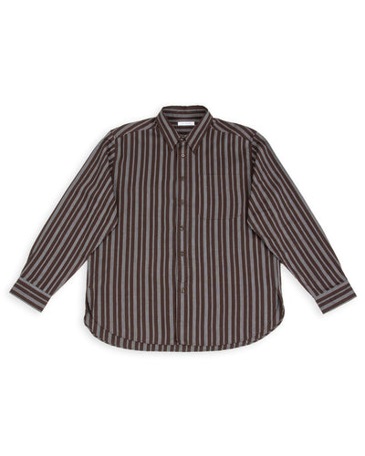 Brook L/S Shirt - Handwoven Plum/Indigo Kala Cotton Variegated Stripe