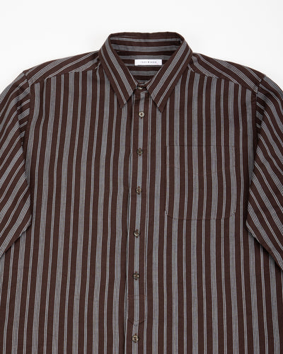 Brook L/S Shirt - Handwoven Plum/Indigo Kala Cotton Variegated Stripe