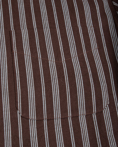 Brook L/S Shirt - Handwoven Plum/Indigo Kala Cotton Variegated Stripe