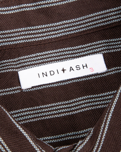 Brook L/S Shirt - Handwoven Plum/Indigo Kala Cotton Variegated Stripe