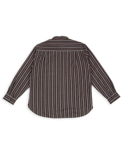 Brook L/S Shirt - Handwoven Plum/Indigo Kala Cotton Variegated Stripe