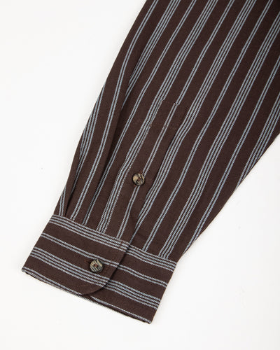 Brook L/S Shirt - Handwoven Plum/Indigo Kala Cotton Variegated Stripe