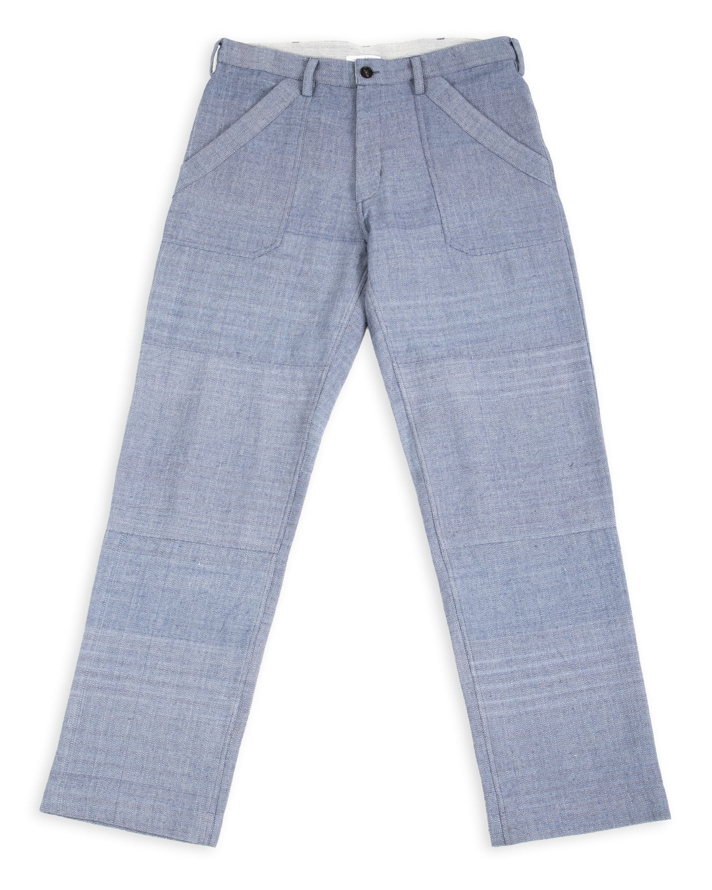Isaac Pant - Handwoven French Blue/Indigo Military Herringbone