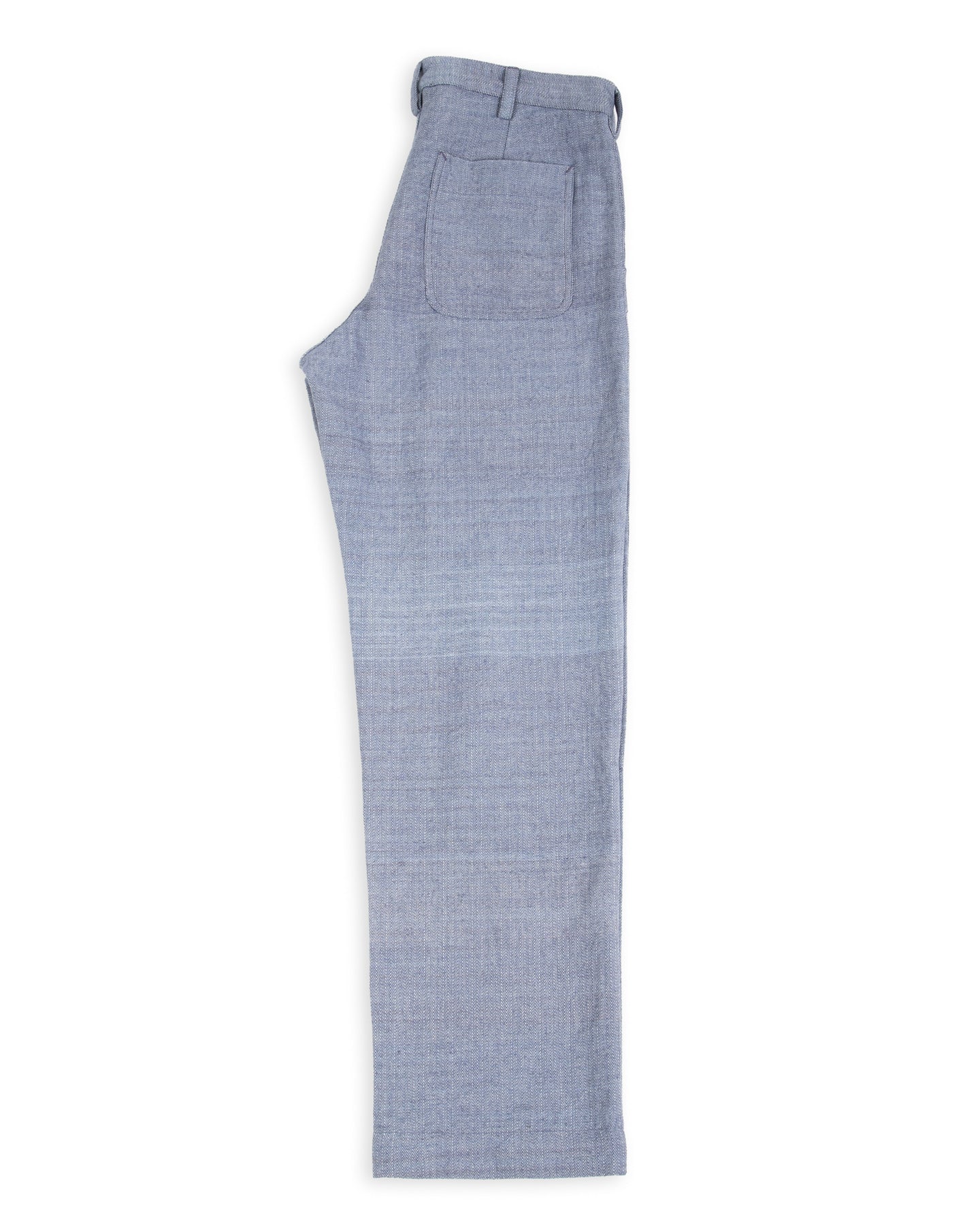 Isaac Pant - Handwoven French Blue/Indigo Military Herringbone