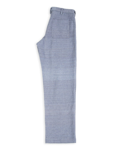 Isaac Pant - Handwoven French Blue/Indigo Military Herringbone