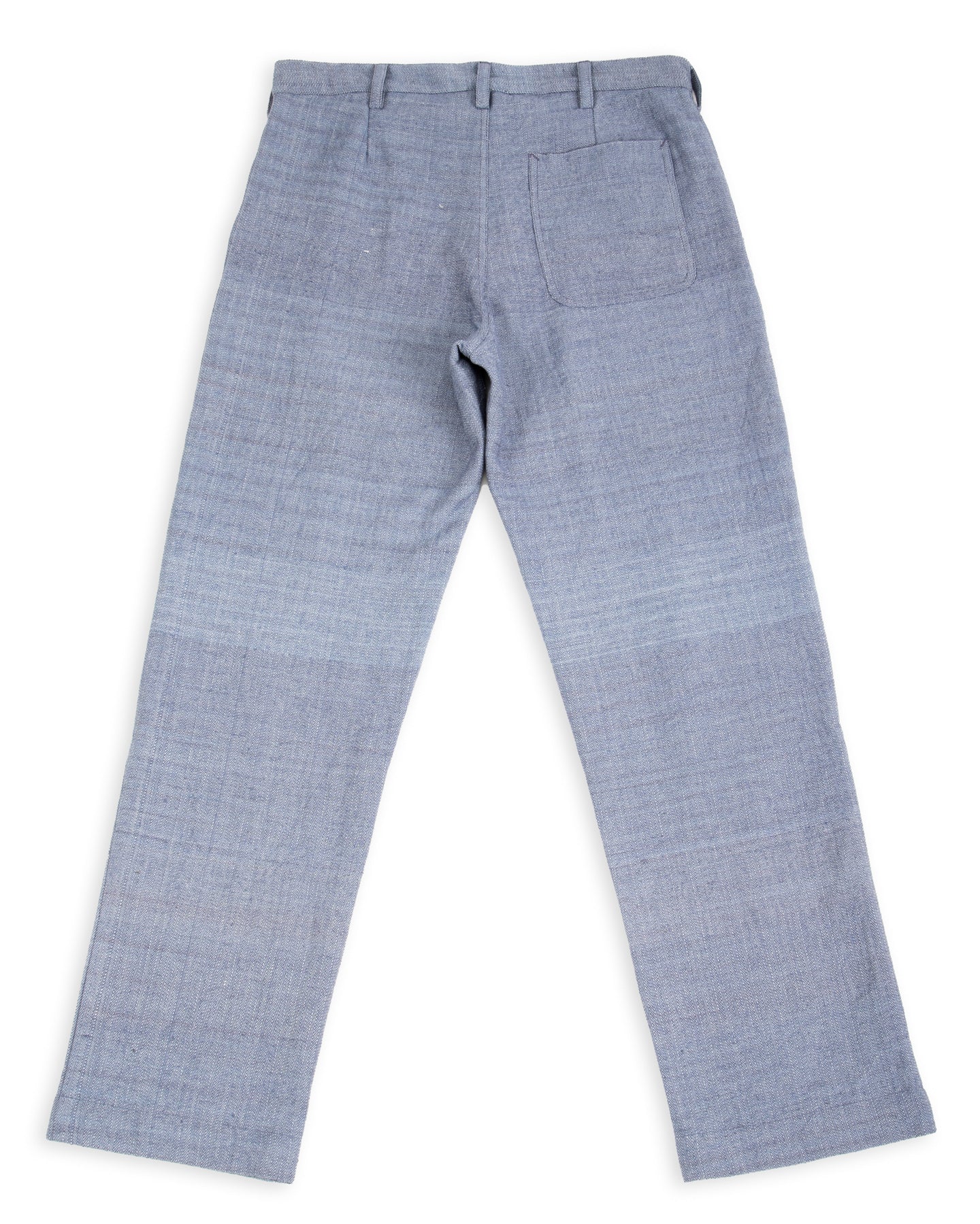 Isaac Pant - Handwoven French Blue/Indigo Military Herringbone