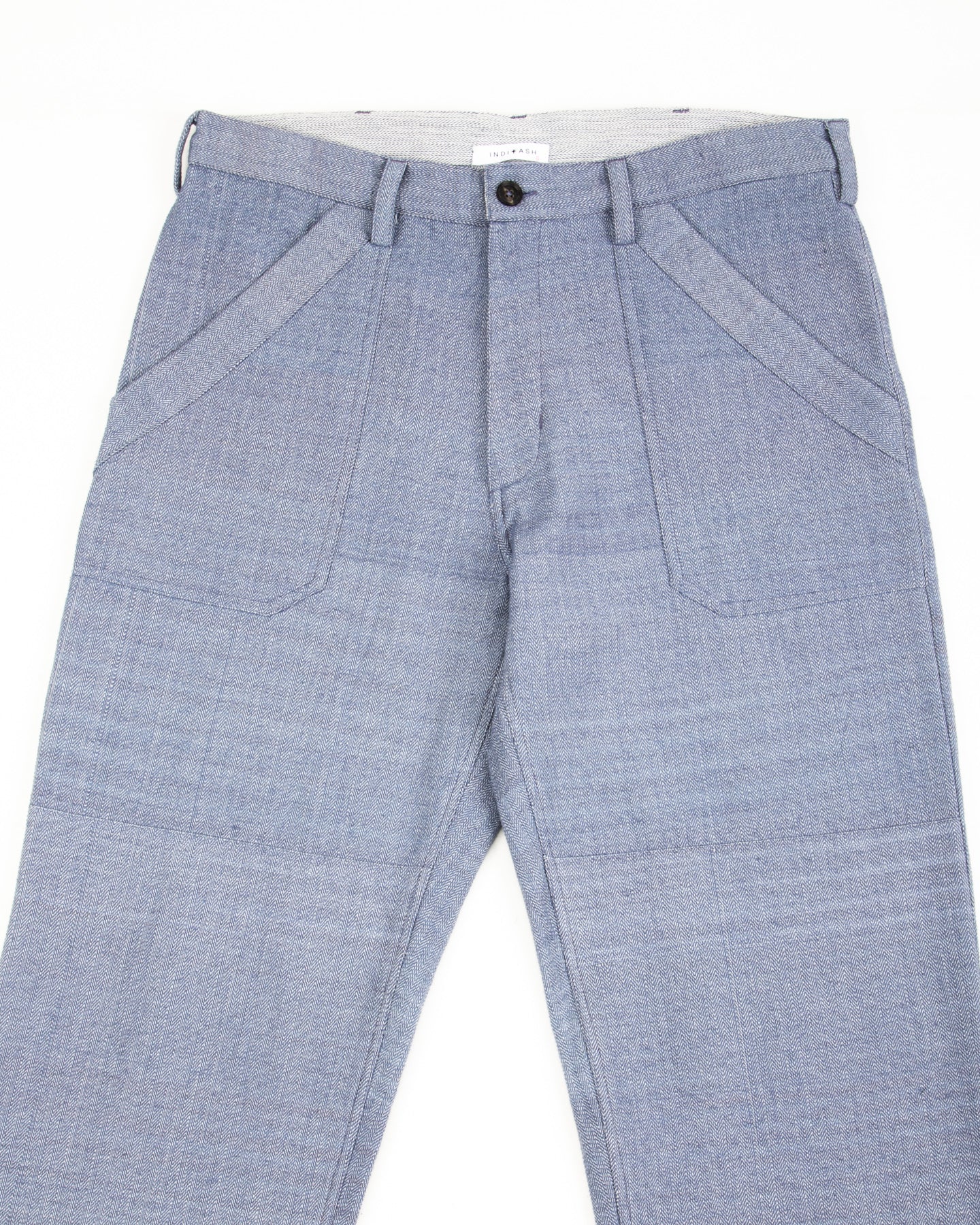 Isaac Pant - Handwoven French Blue/Indigo Military Herringbone