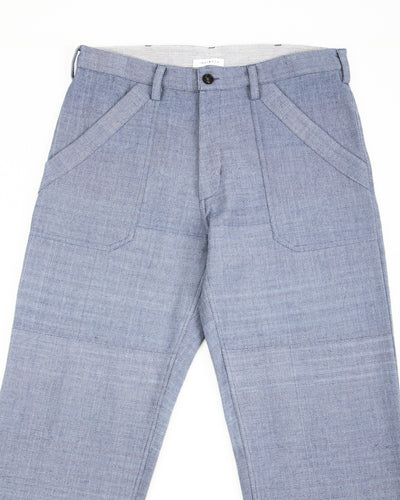 Isaac Pant - Handwoven French Blue/Indigo Military Herringbone