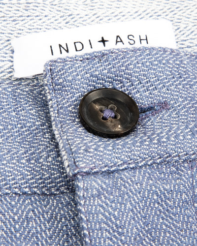 Isaac Pant - Handwoven French Blue/Indigo Military Herringbone