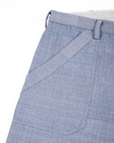 Isaac Pant - Handwoven French Blue/Indigo Military Herringbone