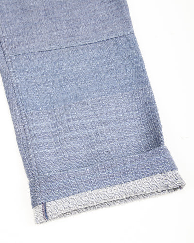 Isaac Pant - Handwoven French Blue/Indigo Military Herringbone
