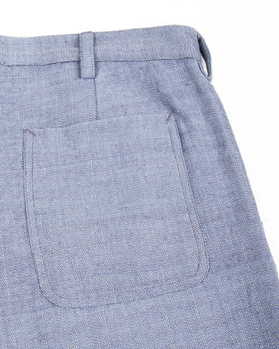 Isaac Pant - Handwoven French Blue/Indigo Military Herringbone