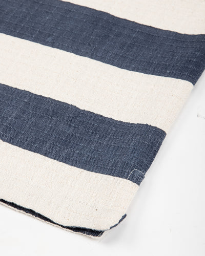 Rugby Shirt - Handwoven Natural/Indigo Ripstop Black Print Stripe