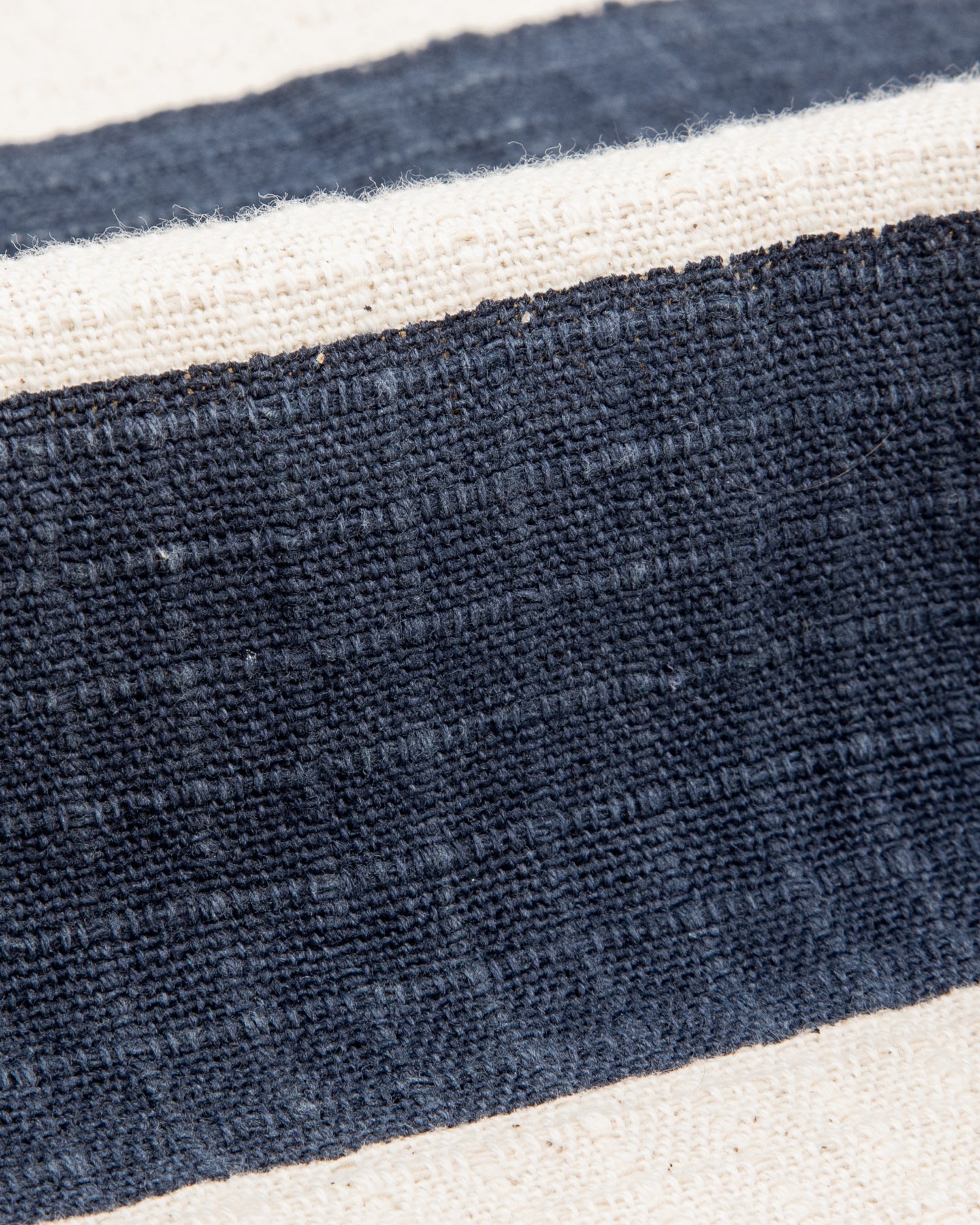 Rugby Shirt - Handwoven Natural/Indigo Ripstop Black Print Stripe