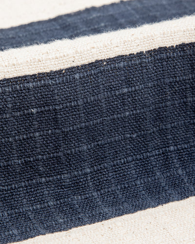 Rugby Shirt - Handwoven Natural/Indigo Ripstop Black Print Stripe