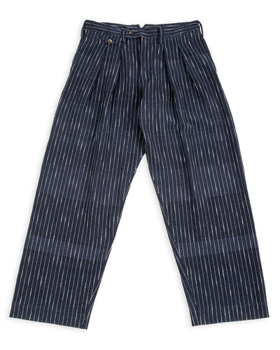 Shakoor Pant - Handwoven Dark Indigo/Ecru Ticking Stripe