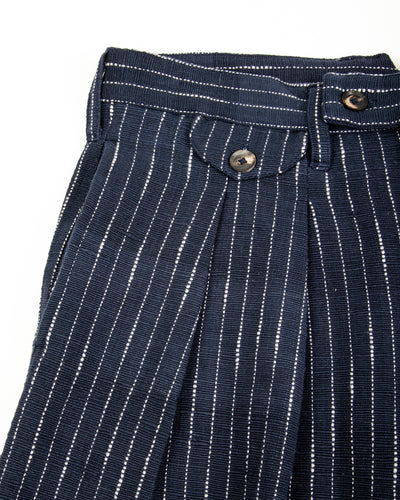 Shakoor Pant - Handwoven Dark Indigo/Ecru Ticking Stripe