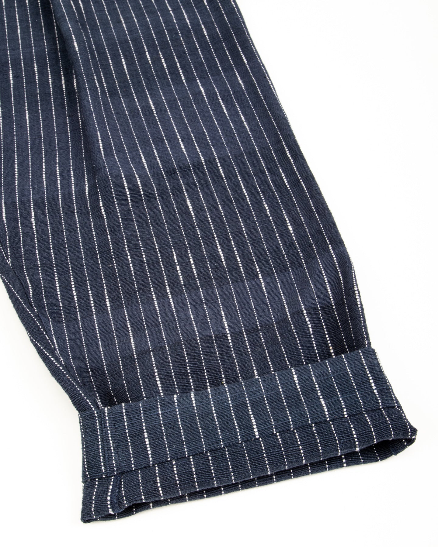 Shakoor Pant - Handwoven Dark Indigo/Ecru Ticking Stripe