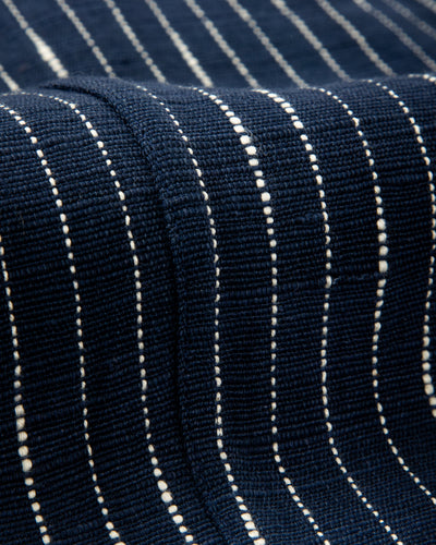 Study Jacket - Handwoven Dark Indigo/Ecru Ticking Stripe
